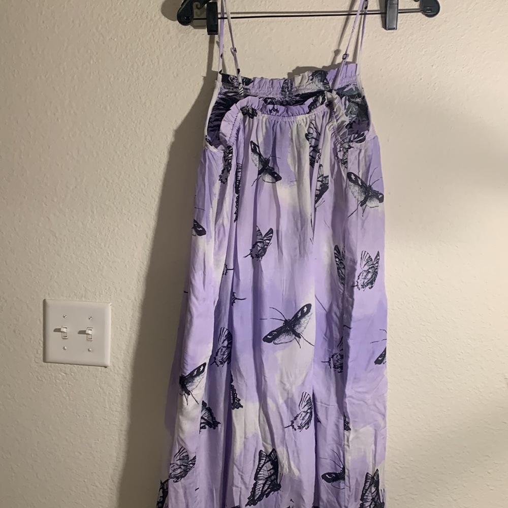 Anthropologie Daphne Quilted-Top Maxi Dress Loungewear Butterflies Lilac - Picture 3 of 6